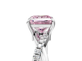 White gold Fancy Pink Princess  Cut Twist Band Solitaire Diamond Ring with Pavé Setting_8