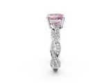 White gold Fancy Pink Princess  Cut Twisted Pavé Band Solitaire Ring with Four-Prong Setting_2