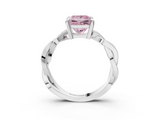 White gold Fancy Pink Princess  Cut Twisted Pavé Band Solitaire Ring with Four-Prong Setting_3
