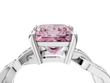 White gold Fancy Pink Princess  Cut Twisted Pavé Band Solitaire Ring with Four-Prong Setting_4