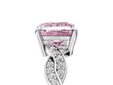 White gold Fancy Pink Princess  Cut Twisted Pavé Band Solitaire Ring with Four-Prong Setting_5