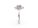 White gold Fancy Pink Princess  Diamond Cluster Halo Ring with Solitaire Band and Four-Prong Setting_2