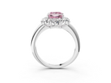 White gold Fancy Pink Princess  Diamond Cluster Halo Ring with Solitaire Band and Four-Prong Setting_3