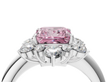 White gold Fancy Pink Princess  Diamond Cluster Halo Ring with Solitaire Band and Four-Prong Setting_4