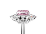 White gold Fancy Pink Princess  Diamond Cluster Halo Ring with Solitaire Band and Four-Prong Setting_5