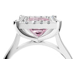 White gold Fancy Pink Princess  Diamond Cluster Halo Solitaire with Four-Prong Setting_39