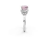 White gold Fancy Pink Princess  Diamond Cluster Leaf Design Ring with Prong Setting_2