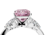 White gold Fancy Pink Princess  Diamond Cluster Leaf Design Ring with Prong Setting_4