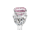 White gold Fancy Pink Princess  Diamond Cluster Leaf Design Ring with Prong Setting_5