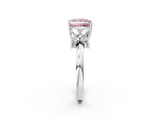 White gold Fancy Pink Princess  Diamond Floral Cluster Ring with Solitaire Band and Prong Setting_2