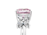 White gold Fancy Pink Princess  Diamond Floral Cluster Ring with Solitaire Band and Prong Setting_5