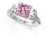 White gold Fancy Pink Princess  Diamond Floral Vine Solitaire Engagement Ring_1
