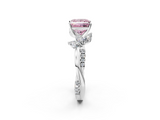 White gold Fancy Pink Princess  Diamond Floral Vine Solitaire Engagement Ring_2