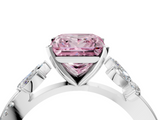 White gold Fancy Pink Princess  Diamond Floral Vine Solitaire Engagement Ring_4