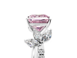 White gold Fancy Pink Princess  Diamond Floral Vine Solitaire Engagement Ring_5