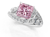 White gold Fancy Pink Princess  Diamond Halo Ring with Marquise and Pavé Band in Prong Setting_1