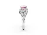 White gold Fancy Pink Princess  Diamond Halo Ring with Marquise and Pavé Band in Prong Setting_2