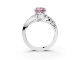 White gold Fancy Pink Princess  Diamond Halo Ring with Marquise and Pavé Band in Prong Setting_3