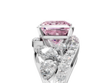 White gold Fancy Pink Princess  Diamond Halo Ring with Marquise and Pavé Band in Prong Setting_5