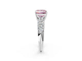 White gold Fancy Pink Princess  Diamond Pavé Band Solitaire Ring with Four-Prong Setting_31