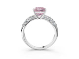 White gold Fancy Pink Princess  Diamond Pavé Band Solitaire Ring with Four-Prong Setting_31