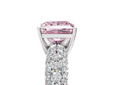 White gold Fancy Pink Princess  Diamond Pavé Band Solitaire Ring with Four-Prong Setting_33