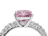 White gold Fancy Pink Princess  Diamond Pavé Band Solitaire Ring with Four-Prong Setting_33