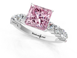 White gold Fancy Pink Princess  Diamond Pavé Band Solitaire with Four-Prong Setting_1