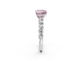 White gold Fancy Pink Princess  Diamond Pavé Band Solitaire with Four-Prong Setting_2