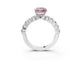 White gold Fancy Pink Princess  Diamond Pavé Band Solitaire with Four-Prong Setting_3