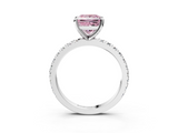 White gold Fancy Pink Princess  Diamond Pavé Band Solitaire with Four-Prong Setting_3