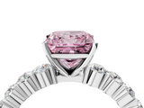 White gold Fancy Pink Princess  Diamond Pavé Band Solitaire with Four-Prong Setting_4