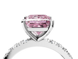 White gold Fancy Pink Princess  Diamond Pavé Band Solitaire with Four-Prong Setting_4
