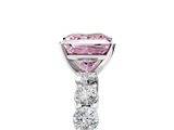 White gold Fancy Pink Princess  Diamond Pavé Band Solitaire with Four-Prong Setting_5