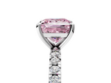 White gold Fancy Pink Princess  Diamond Pavé Band Solitaire with Four-Prong Setting_5