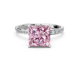 White gold Fancy Pink Princess  Diamond Pavé Band with Six-Prong Setting_27