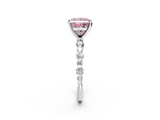 White gold Fancy Pink Princess  Diamond Prong Set Engagement Ring with Pave Band_2