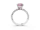 White gold Fancy Pink Princess  Diamond Prong Set Engagement Ring with Pave Band_3