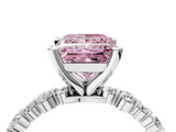 White gold Fancy Pink Princess  Diamond Prong Set Engagement Ring with Pave Band_4