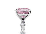 White gold Fancy Pink Princess  Diamond Prong Set Engagement Ring with Pave Band_5