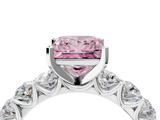 White gold Fancy Pink Princess  Diamond Prong Setting with Side Stones on a Pave Band_4