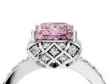White gold Fancy Pink Princess  Diamond Solitaire Ring with Shared Prong Pavé Band_16