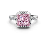 White gold Fancy Pink Princess  Diamond Solitaire Ring with Shared Prong Pavé Band_29
