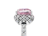 White gold Fancy Pink Princess  Diamond Solitaire Ring with Shared Prong Pavé Band_34