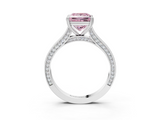 White gold Fancy Pink Princess  Diamond Solitaire with Pave Band and Six-Prong Setting_3