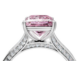 White gold Fancy Pink Princess  Diamond Solitaire with Pave Band and Six-Prong Setting_4