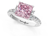 White gold Fancy Pink Princess  Diamond Three-Stone Pave Band with Four-Prong Setting_1
