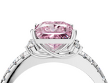 White gold Fancy Pink Princess  Diamond Three-Stone Pave Band with Four-Prong Setting_4