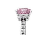 White gold Fancy Pink Princess  Diamond Three-Stone Pave Band with Four-Prong Setting_5