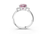 White gold Fancy Pink Princess  Diamond Three-Stone Ring with Trapezoid Side Stones and Prong Setting_3